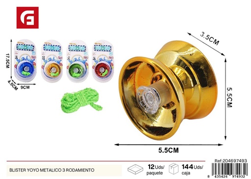 [204697493] Yoyo metálico 3 rodamientos - Juguetes y habilidades de equilibrio