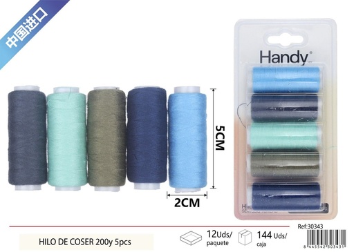 [30343] Hilo de coser 200 yardas 5 pcs - Accesorios de costura