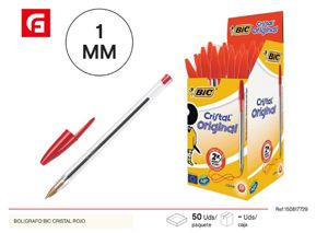 [70330129634] Bolígrafo BIC cristal rojo - Suministros escolares