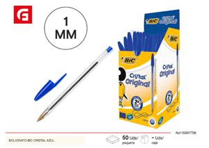 [70330129627] Bolígrafo BIC cristal azul - Suministros escolares
