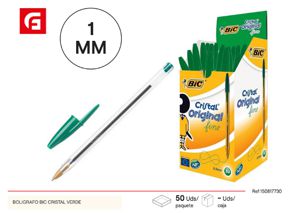 [70330129641] Bolígrafo BIC cristal verde - Suministros escolares
