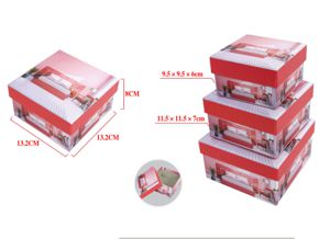 [6101072蓝色] Caja de cartón cuadrada en 3 unidades - Material de oficina