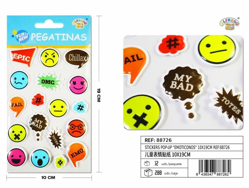 [88726] Stickers pop-up emoticonos 10x19cm - Material de papelería