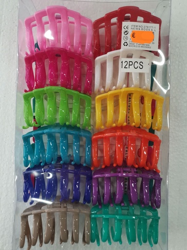 [276177-1] Pinza colores 10 cm 12 unidades - Accesorios para el cabello