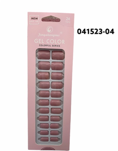 [041523-04] Uñas postizas rosa pastel con adhesivo (12 unidades) - Productos de belleza