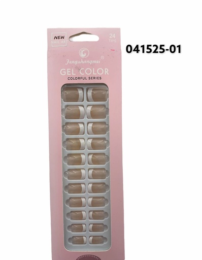 [041525-01] Unas postizas francesas color carne con adhesivo 24 unidades - Uñas y accesorios