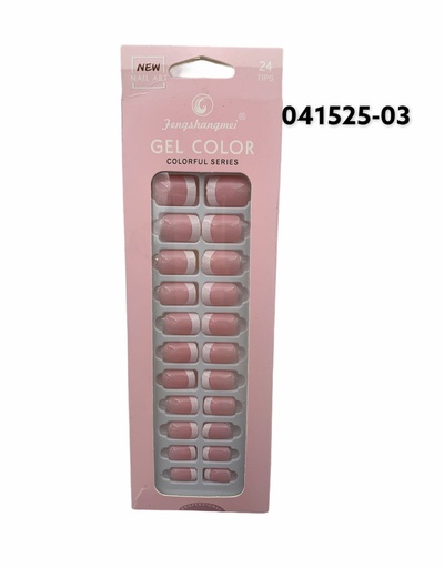 [041525-03] Unas postizas francesas rosas con adhesivo 24 unidades - Uñas y accesorios