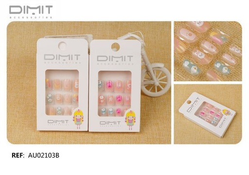 [8435693868088] Unas postizas para niñas 12 unidades AU02103B - Uñas infantiles
