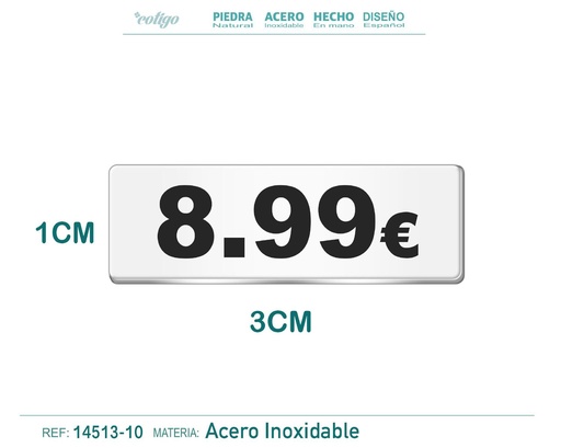 [14513-10] Placa de acero 1x3cm 8.99 - Accesorios para bisutería