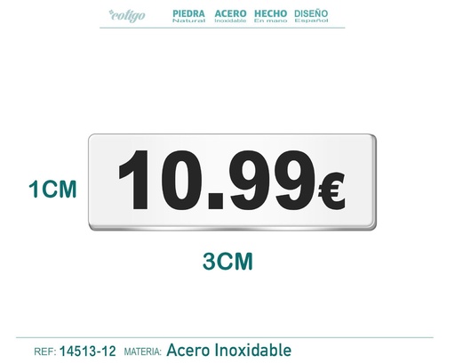[14513-12] Placa de acero 1x3cm 10.99 - Accesorios para bisutería