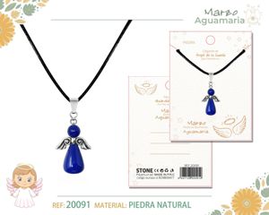 [20091] Colgante ángel de la guarda de aguamarina - Joyería con significado