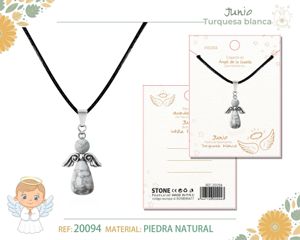 [20094] Colgante ángel de la guarda de turquesa blanco - Joyería con significado