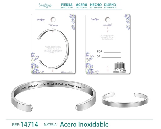 [14714] Brazalete de acero con mensaje - Accesorios de moda