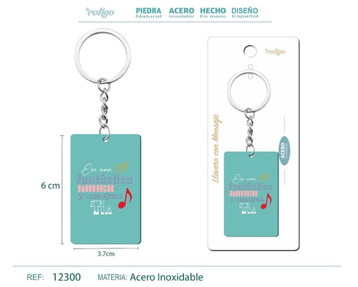 [12300] Llavero con mensaje y accesorio de acero - Accesorios personales y de regalo
