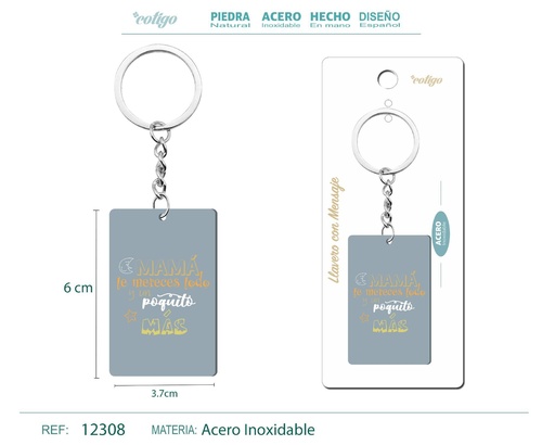 [12308] Llavero con mensaje y accesorio de acero - Accesorios personales y de regalo
