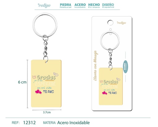 [12312] Llavero con mensaje y accesorio de acero - Accesorios personales y de regalo
