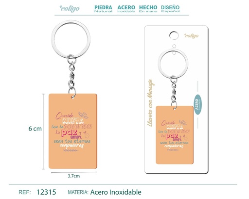 [12315] Llavero con mensaje y accesorio de acero - Accesorios personales y de regalo
