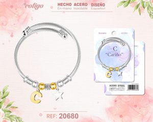 [20680] Brazalete de acero con letra C - Accesorios de joyería personalizada