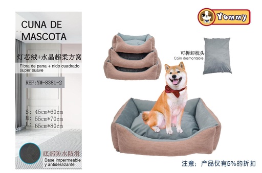 [YM8381-2] Cuna de perro de franela y pelaje rosa - Productos para mascotas, 3 piezas