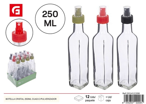 [201412208] Botella de cristal cuadrada con spray 250ML - Productos de vidrio y cerámica