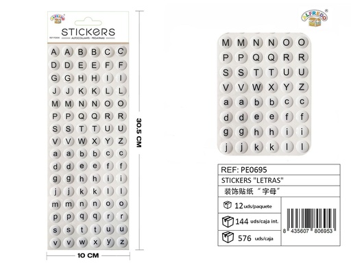 [PE0695] Stickers "Letras" 10 x 30,5 cm - Adhesivos decorativos y manualidades
