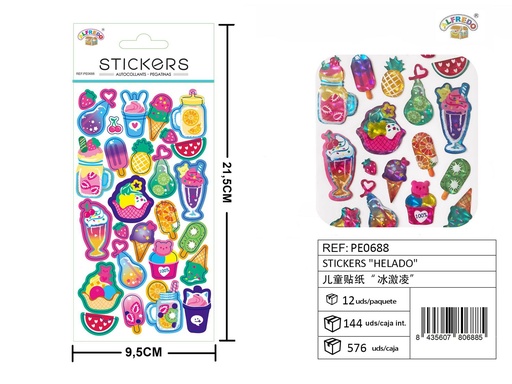 [PE0688] Stickers "Helado" 9,5 x 21,5 cm - Adhesivos decorativos y manualidades