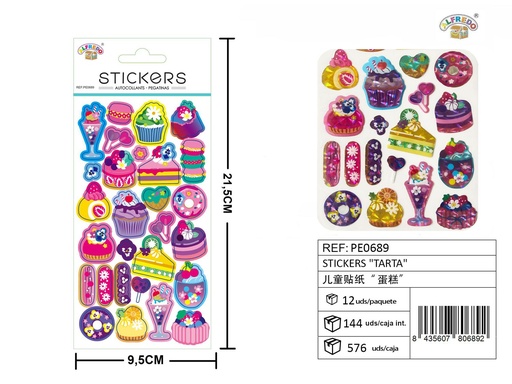 [PE0689] Stickers "Tarta" 9,5 x 21,5 cm - Adhesivos decorativos y manualidades