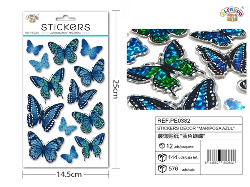 [PE0382] Stickers decor "Mariposa azul" 14,5 x 25 cm - Pegatinas decorativas infantiles