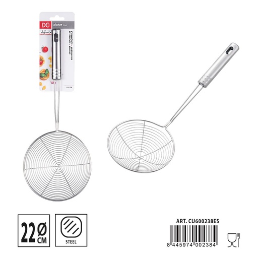 [A000972] Espumadera de acero inoxidable 22# tamaño: 42.5X21CM - Utensilio de cocina