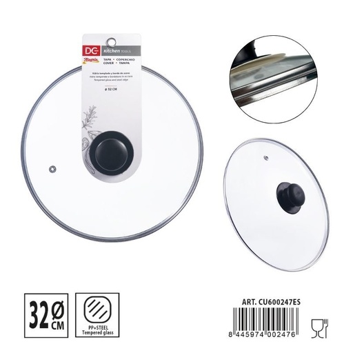 [A001082] Tapa de cristal templado 32cm - Accesorios para sartenes y ollas