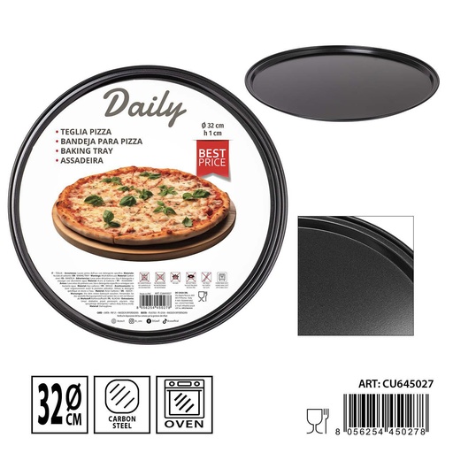 [0237809] Bandeja para pizza de carbono 32x1 cm con recubrimiento Goldflon - Utensilios de cocina