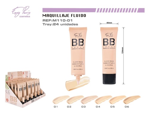 [M110-01] Base BB Cream ligera 24/U 288/U - Maquillaje y cosméticos
