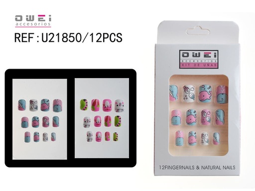 [8428947218500] Uñas postizas 12 unidades U21850 OW - Uñas decorativas para niñas