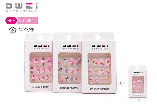 [8428947280811] Uñas postizas 12 unidades U28081 OW - Uñas decorativas para niñas