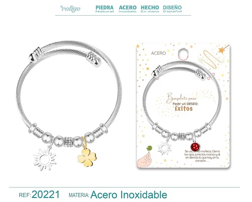 [20221] Brazalete con sol de acero para deseo: Éxitos - Joyería y accesorios