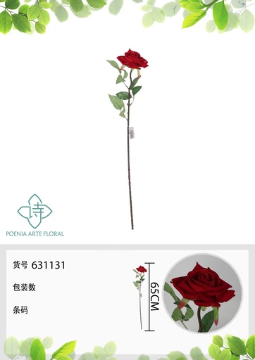 [631131BLANCO] Rosa de rincón falsa de un solo tallo 65 cm - Decoración floral