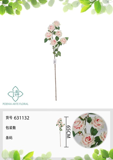 [631132ROSA] Eucalipto falso de 6 cabezas 65 cm - Decoración floral