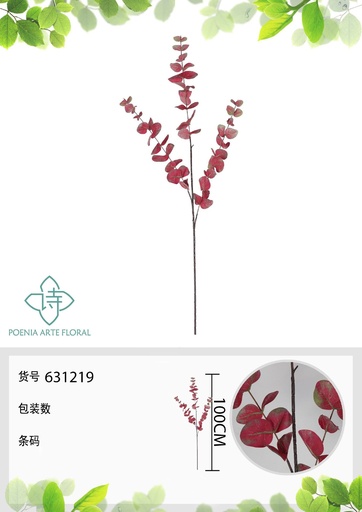 [631219MEIHONG] Rama de eucalipto de 3 puntas - Decoración floral
