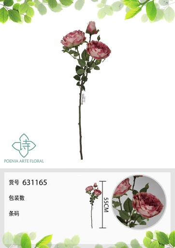 [631165ROSA] Ramo decorativo de rosa en 55 cm