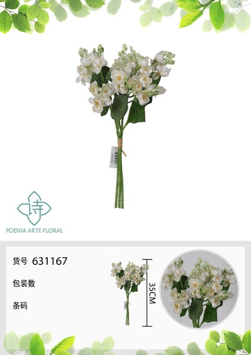 [631167ROSA] Jazmín falso de mano atada blanca 35 cm - Decoración floral