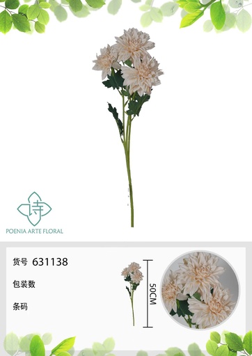 [631138CHAMPAGNE] Sorrel pequeño falso de 3 ramas 50 cm - Decoración floral