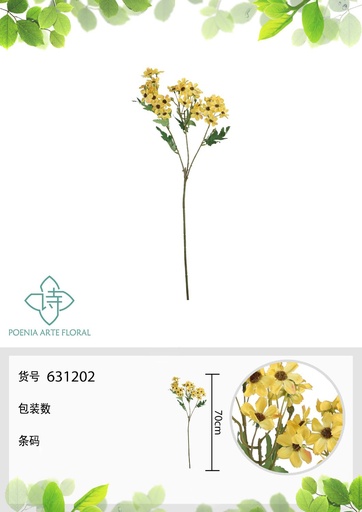 [631202-AMARILLO] Orquídea falsa de un solo tallo - Decoración floral
