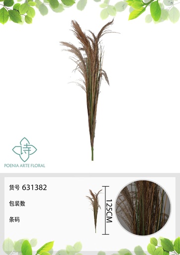 [631382] Ramo de flores artificiales - 3 cabezas de caña natural estilo cebolla