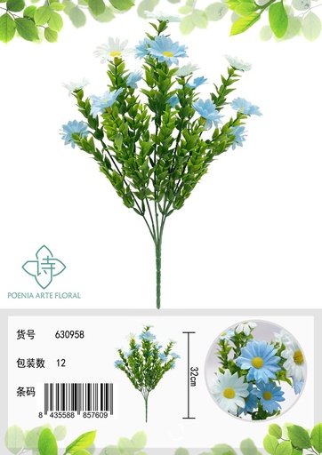 [630958蓝色] Ramo de flores artificiales - Ramo de aqua 50cm