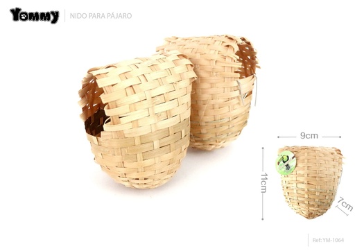 [YM1064] Nido de pájaro 9x7x11cm de bambú trenzado - Accesorios para mascotas