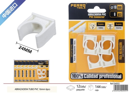 [04955] Abrazadera para tubo PPR 16mm 6 piezas - Accesorios de instalación eléctrica