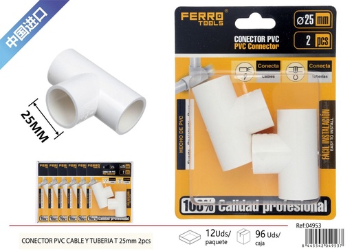 [04953] Codo T para tubo PPR 25mm 2 piezas - Accesorios de instalación eléctrica