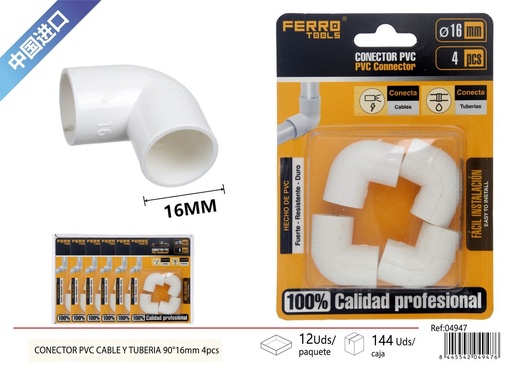 [04947] Codo para tubo PPR de 16 mm - Juego de 4 unidades para electricidad