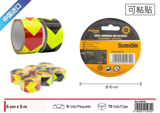 [01979] Cinta de señalización adhesiva reflectante PET 5 cm x 5 m - Accesorios de seguridad