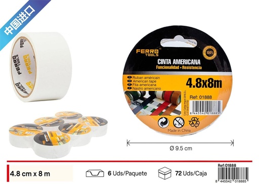 [01888] Cinta americana blanca 4.8 x 8 m - Productos de ferretería